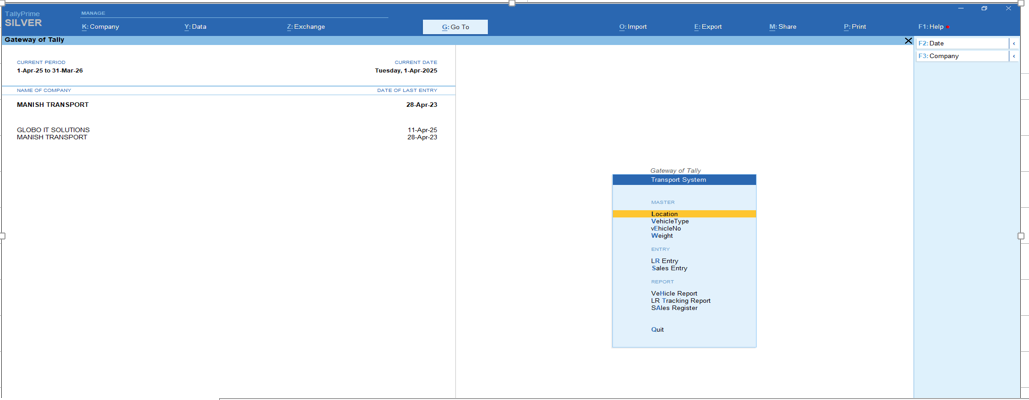 Tally Transport Screenshot 2
